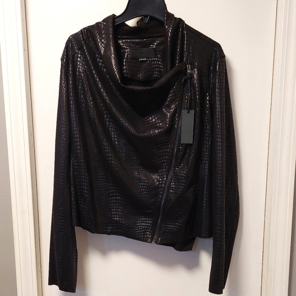 NWT BLANKNYC Irongirl Croc Print Lightweight Moto Jacket - Picture 1 of 14